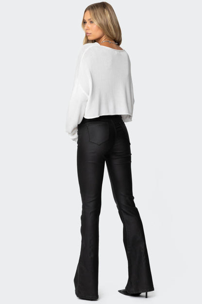 Alina Faux Leather Flare Jeans
