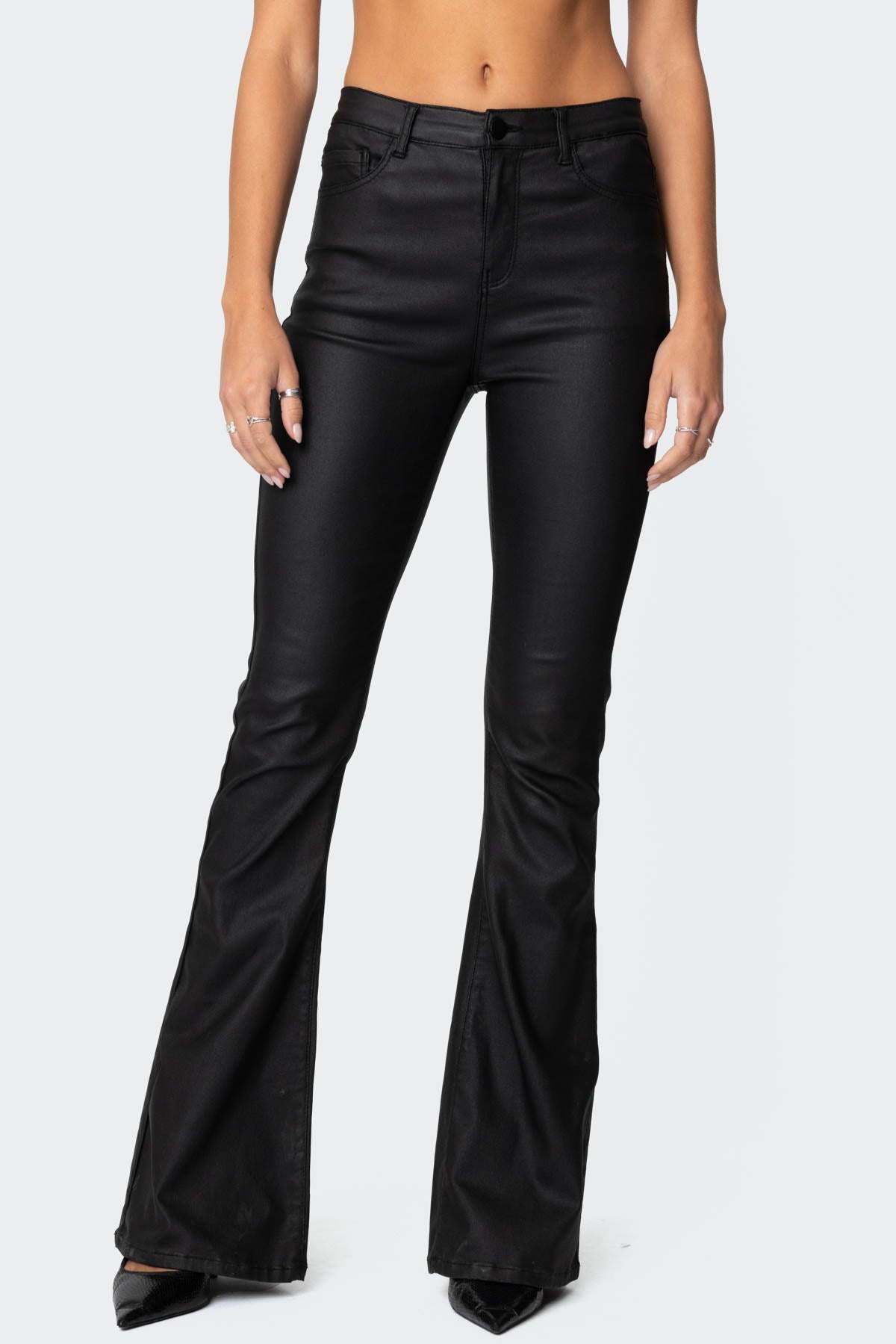 Alina Faux Leather Flare Jeans