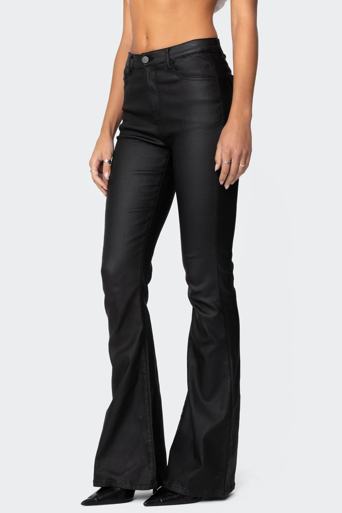 Alina Faux Leather Flare Jeans